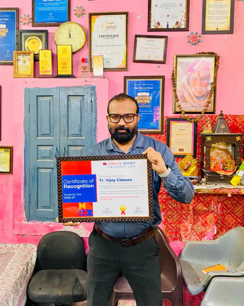 Oswaal Books Foundation Certificate of Recognition for Vijay Classes, academic year 2026-27